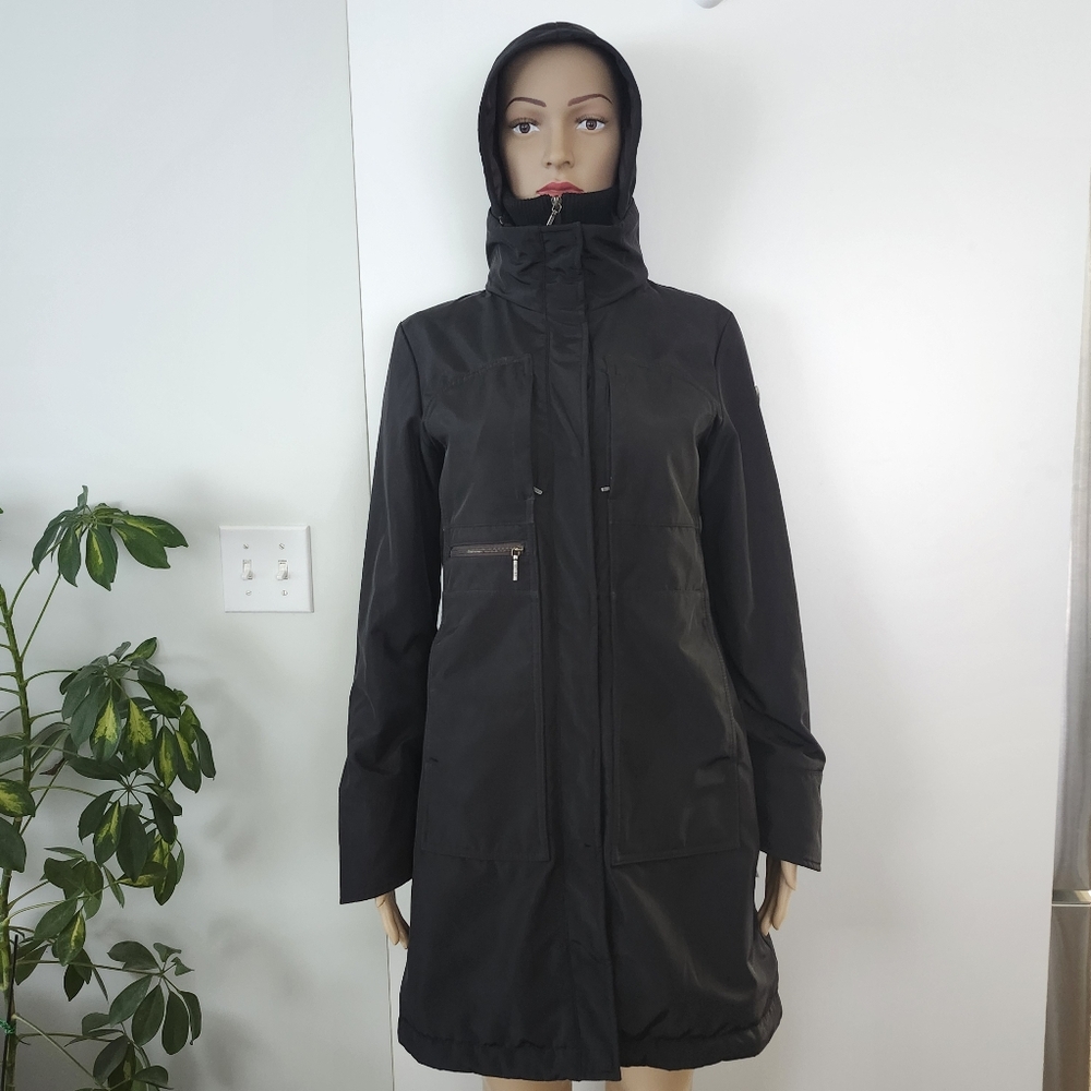 POST CARD Italian Luxury Women's Outdoor Winter Black Jacket Packable Hood‎ Sz 2
